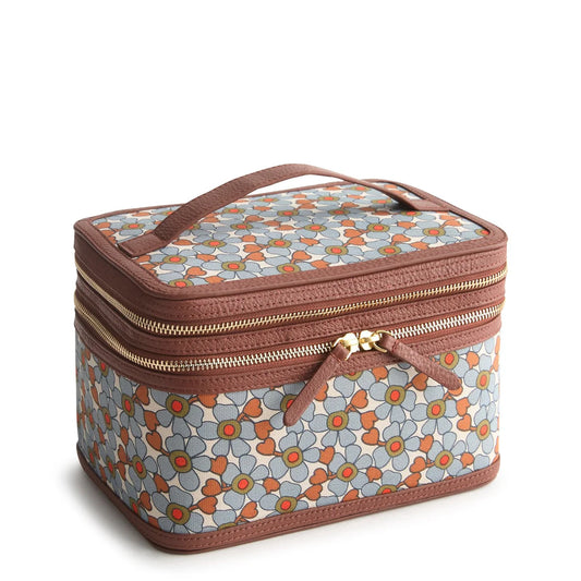 Cosmetic Case Bag- Dusk Garden Pinwheel in Oxford Canvas