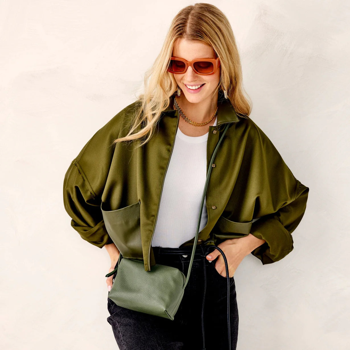 Blake Crossbody- Bronze Green in Leather
