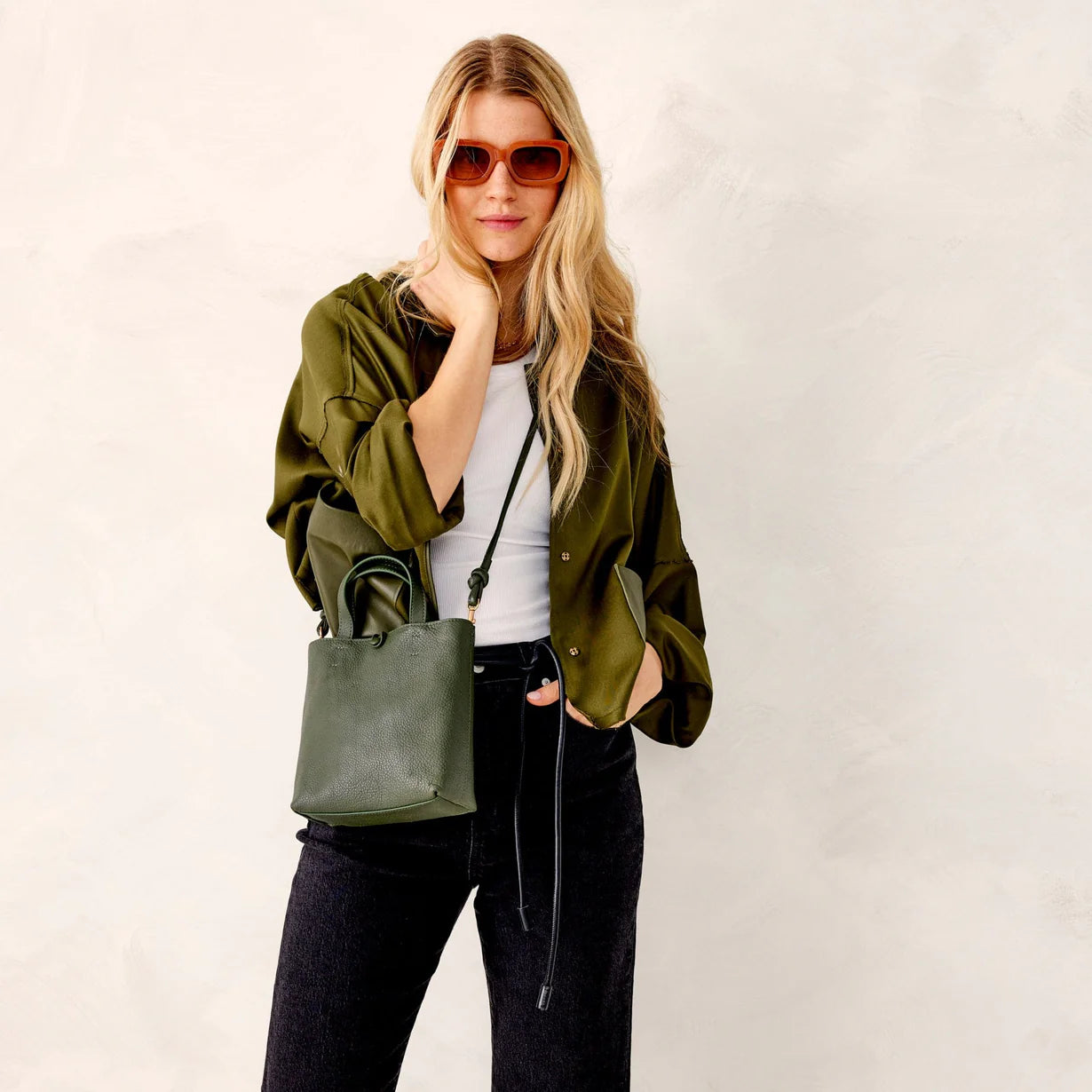 Mini Original Tote Bag-Bronze Green in Leather
