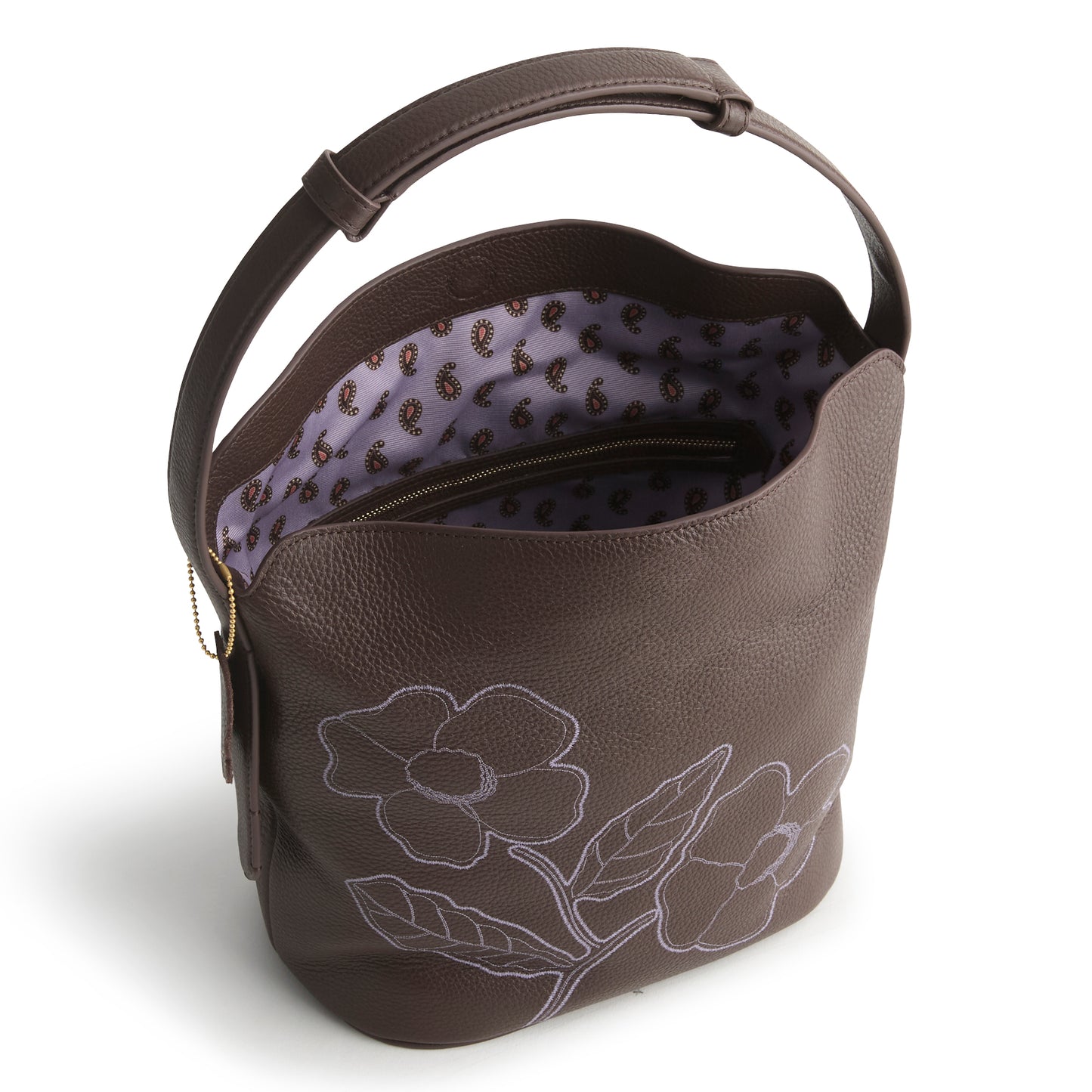 Astoria Shoulder Bag : Applique Floral Coffee Bean