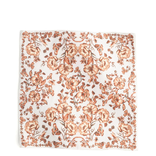 Square Silk Scarf-Cerulean Bouquet Oyster Mushroom in Silk
