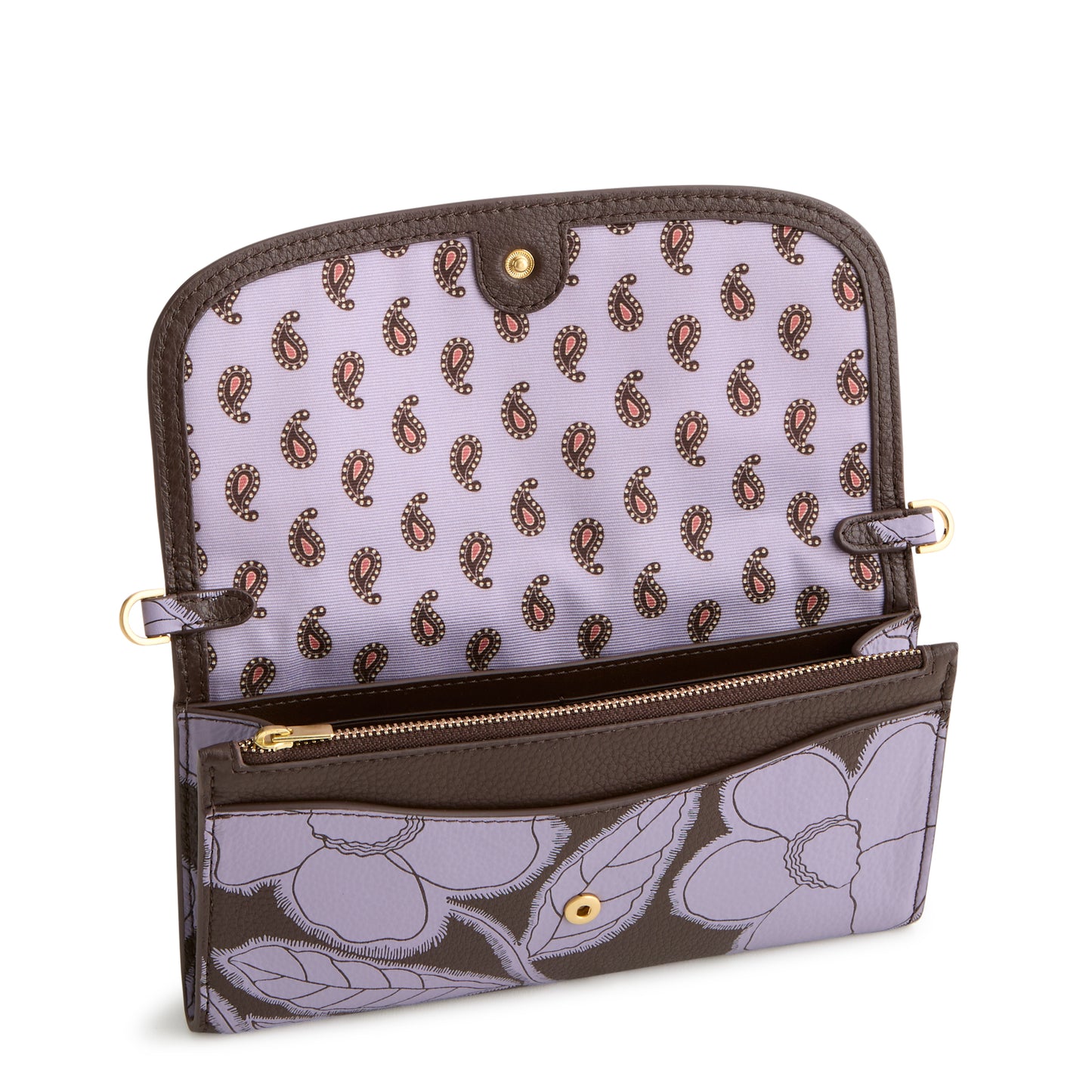 Wildwood Wallet Crossbody : Applique Floral Coffee