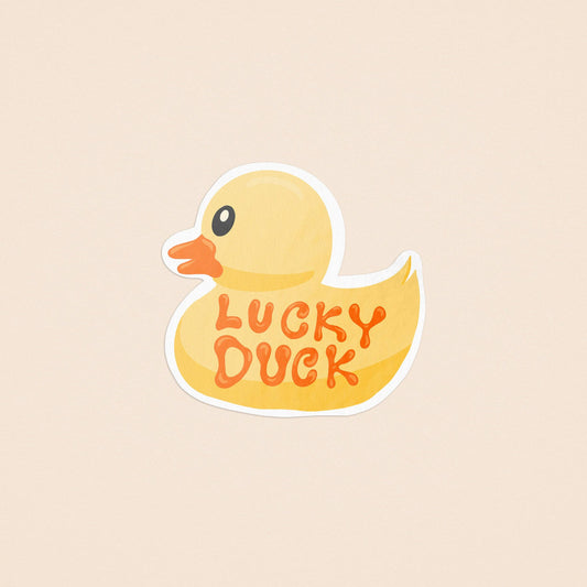 Lucky Duck Rubber Ducky Illustrated Sticker