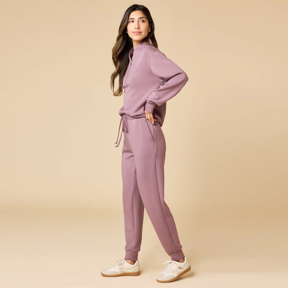 DreamTech 1/4 Zip Jogger Set- Driftwood