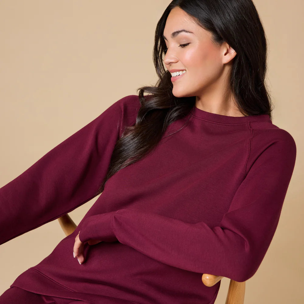 DreamTech Crew Tunic with Side Zip & Ankle Cuff Pant- Cherry Cola