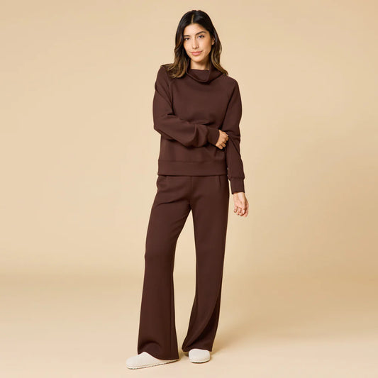 DreamTech Mock Neck with Pleated Pant- Espresso