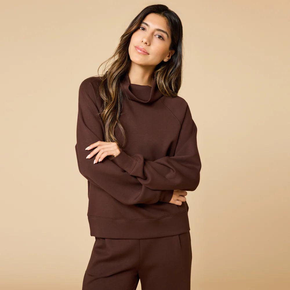 DreamTech Mock Neck with Pleated Pant- Espresso