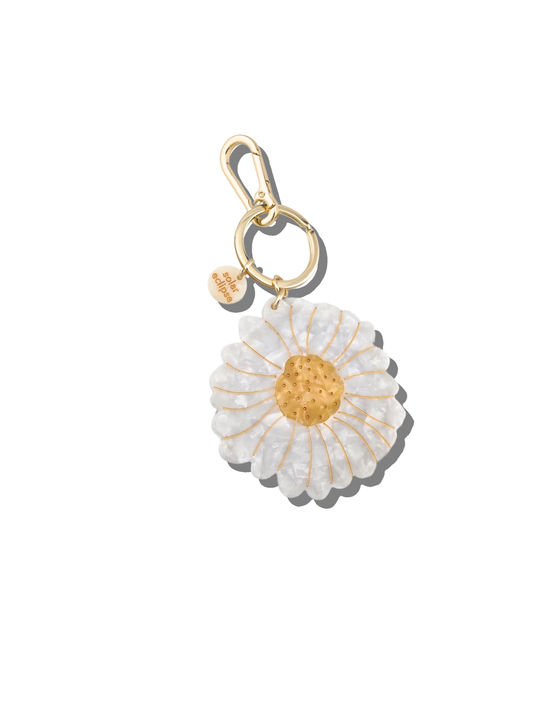 Hand-painted Daisy Bag Charm & Keychain | Eco-Friendly