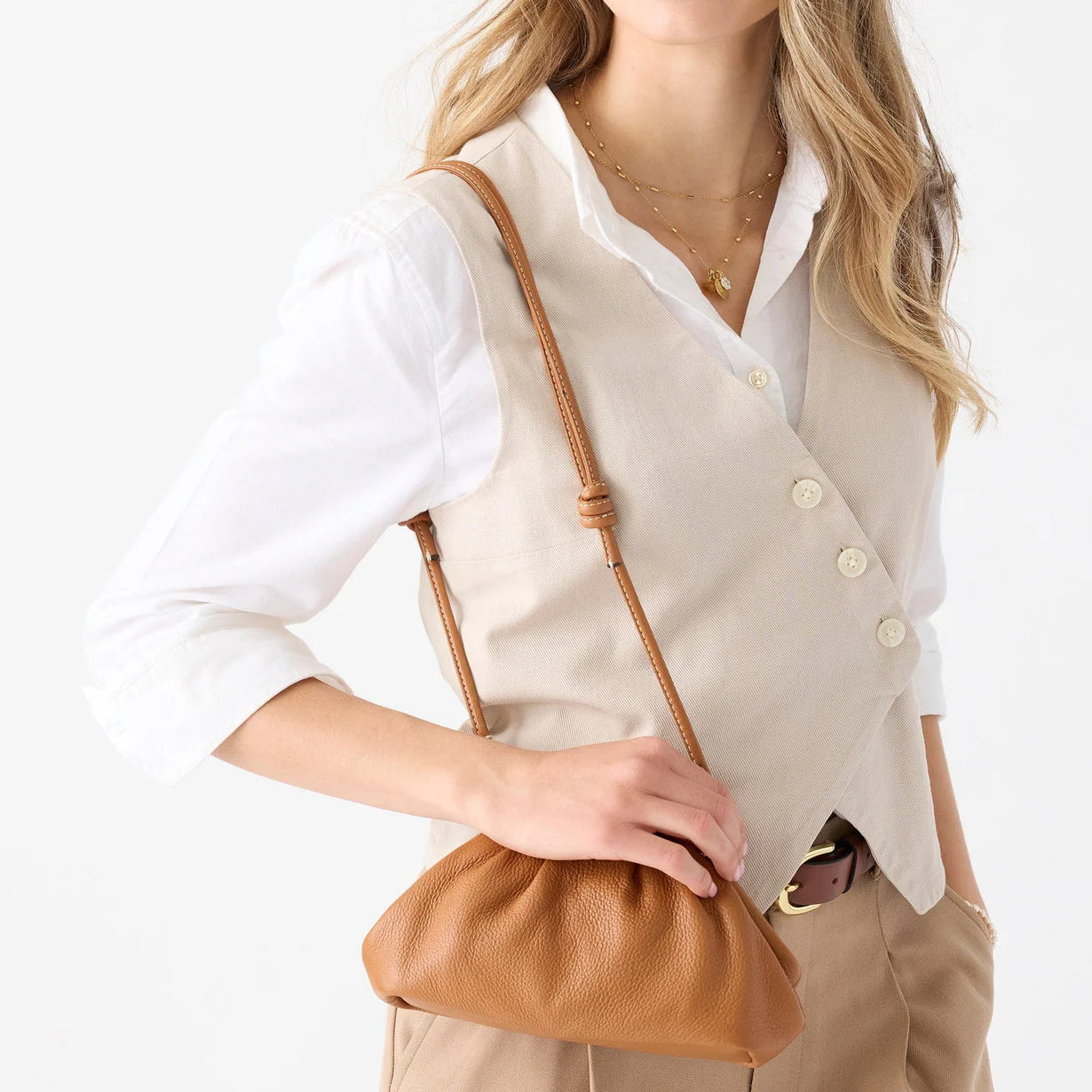 Small Taber Crossbody: Roasted Pecan in Leather