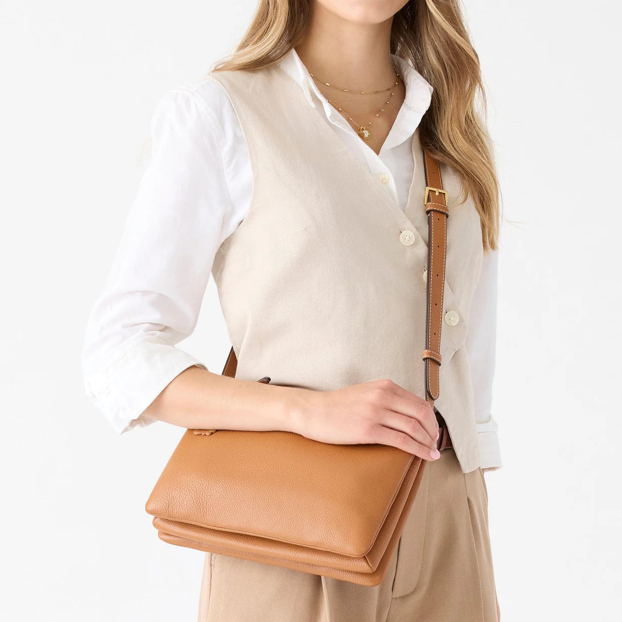 Foxbury Crossbody- Roasted Pecan in Leather
