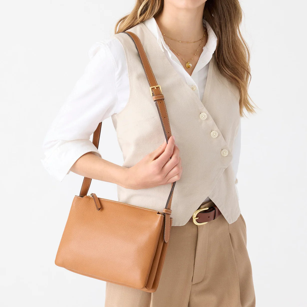 Foxbury Crossbody- Roasted Pecan in Leather