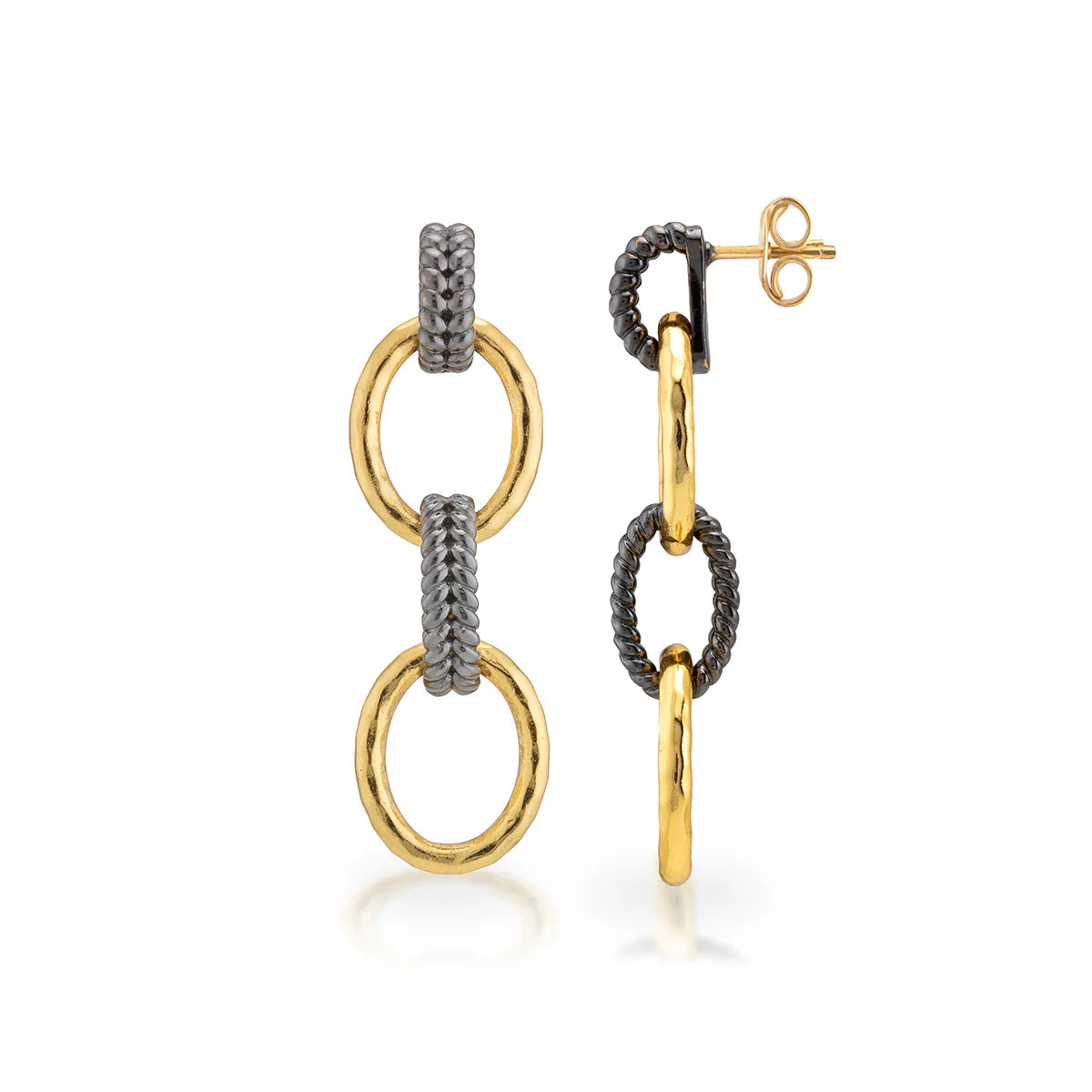 Cleopatra Regal Double Link Earrings - Gold/Midnight