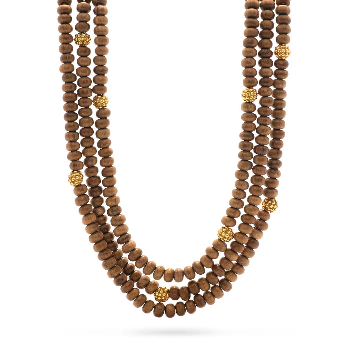 Earth Goddess Triple Strand Necklace, 18"+2'' - Teak