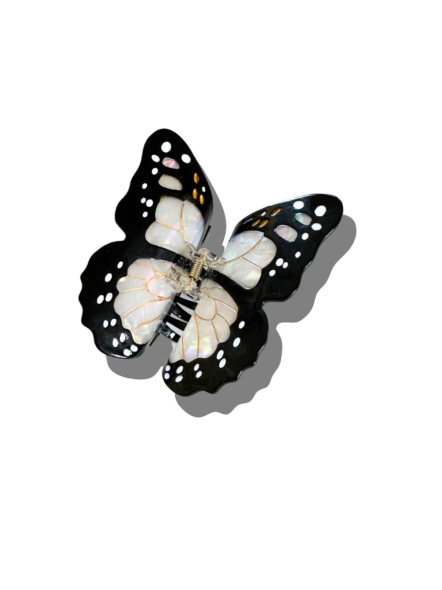 Hand-painted Monarch Butterfly Claw Hair Clip | Eco-Friendly: White