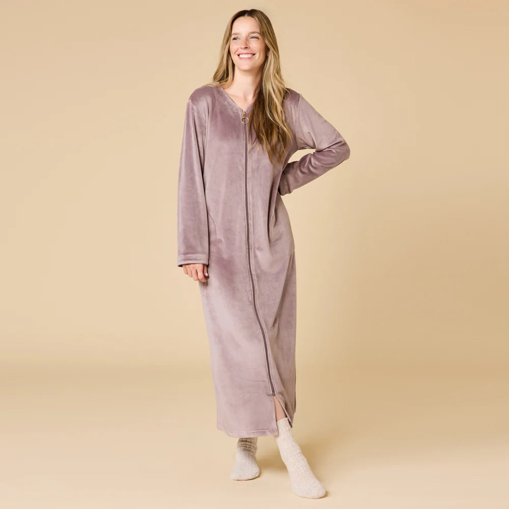 Serenity Shear Mink Zip Robe- Driftwood