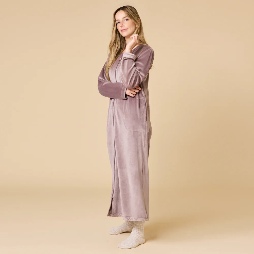 Serenity Shear Mink Zip Robe- Driftwood