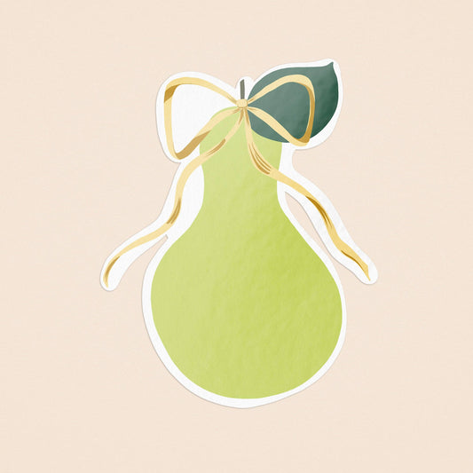 Pear With A Bow Illustrated Sticker