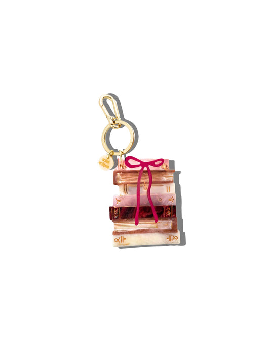 Hand-painted Bow Bookstack Bag Charm + Keychain