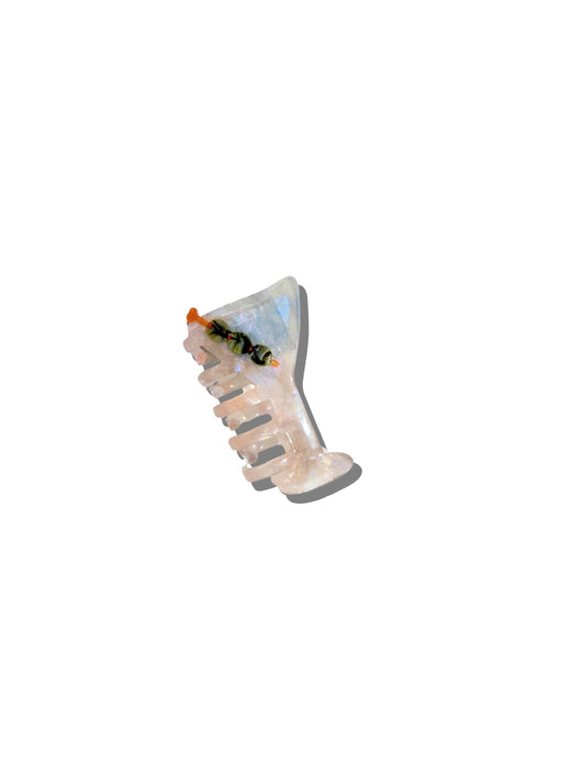 Hand-painted Martini Claw Hair Clip | Eco-Friendly