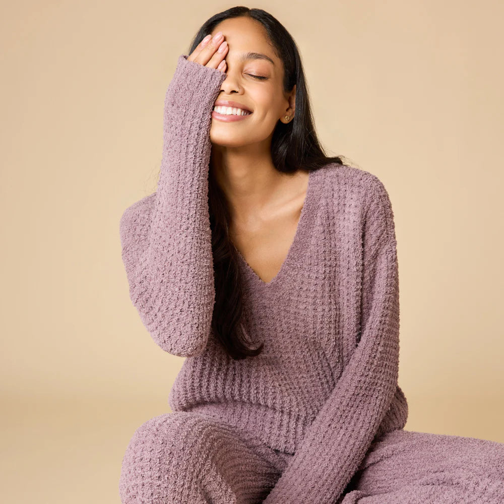 Waffle Marshmallow V-Neck Luxe Lounge Set