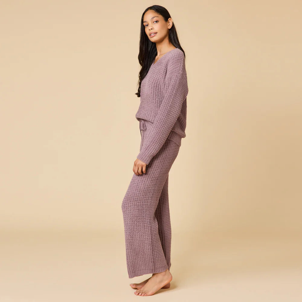 Waffle Marshmallow V-Neck Luxe Lounge Set
