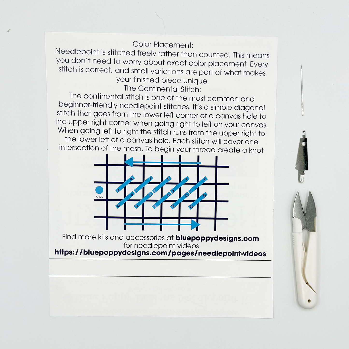 Azaleas Needlepoint Kit (on blue)