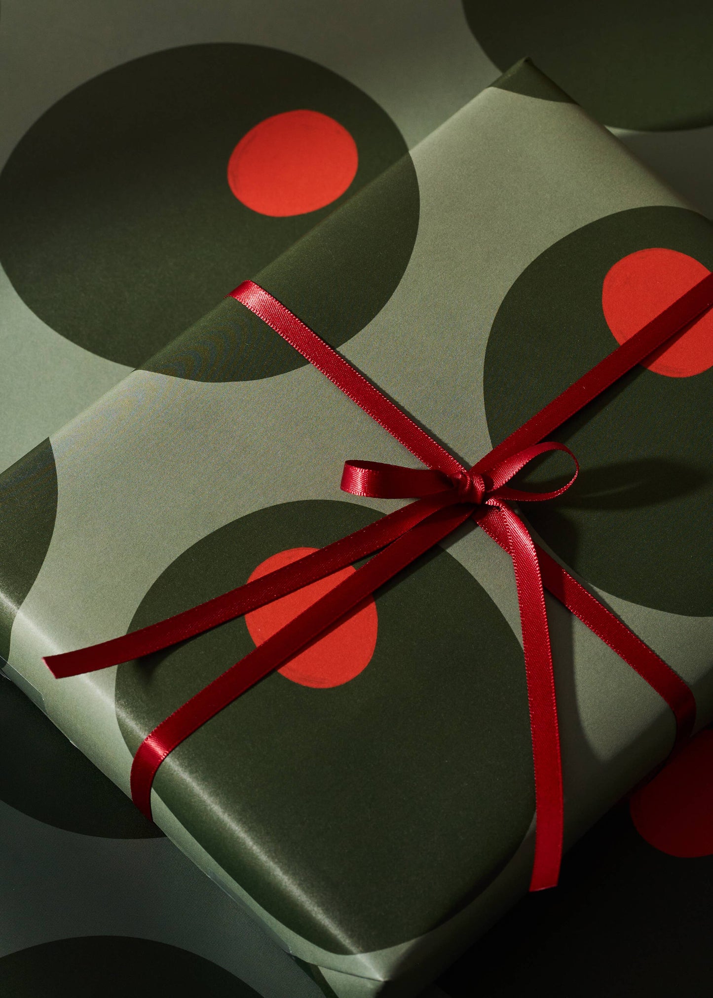 Olive and Red Stripe Double Sided Gift Wrap | Set of 3 Sheets