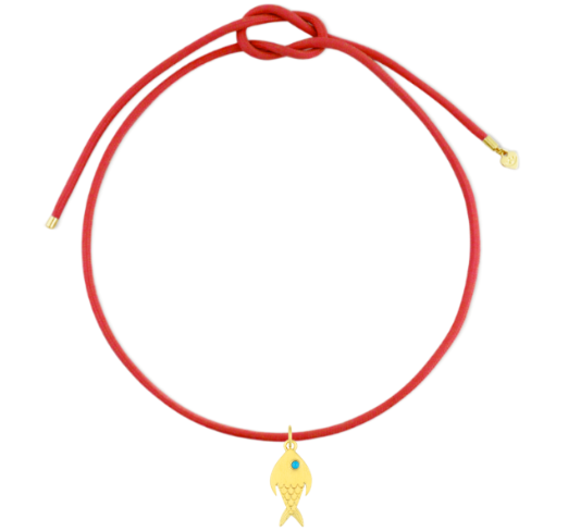 Coral Red Cord with Fish Charm