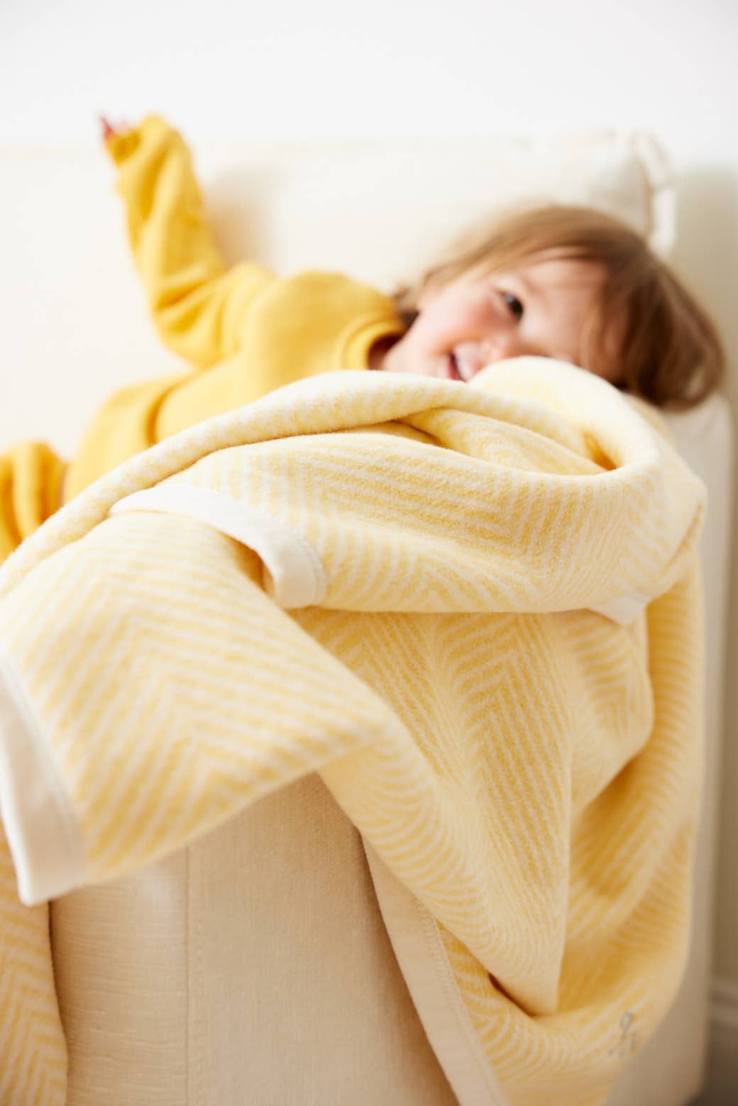 Harborview Herringbone Butter Yellow Mini Blanket: Mini