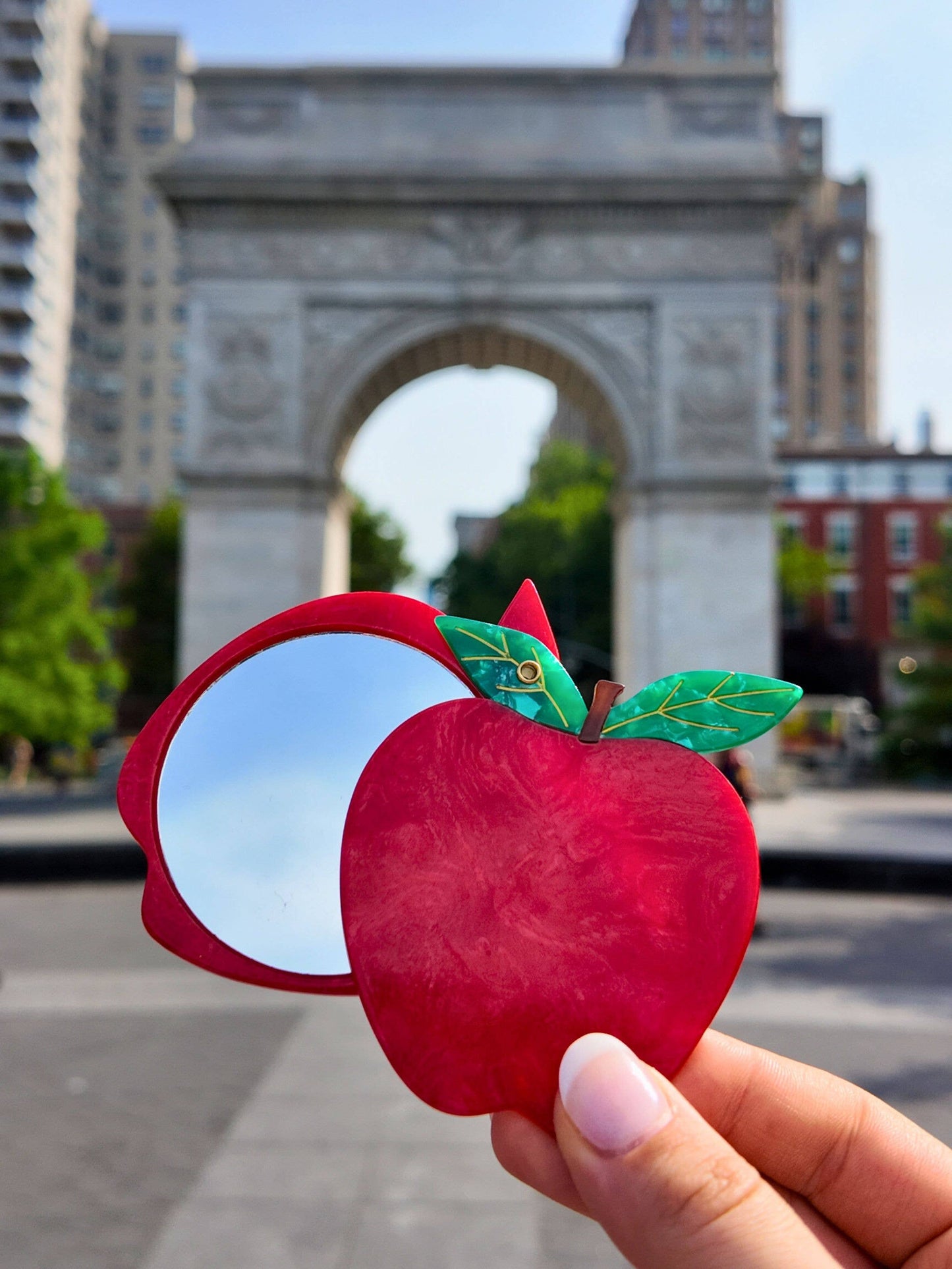 Hand-painted Apple Compact Mirror