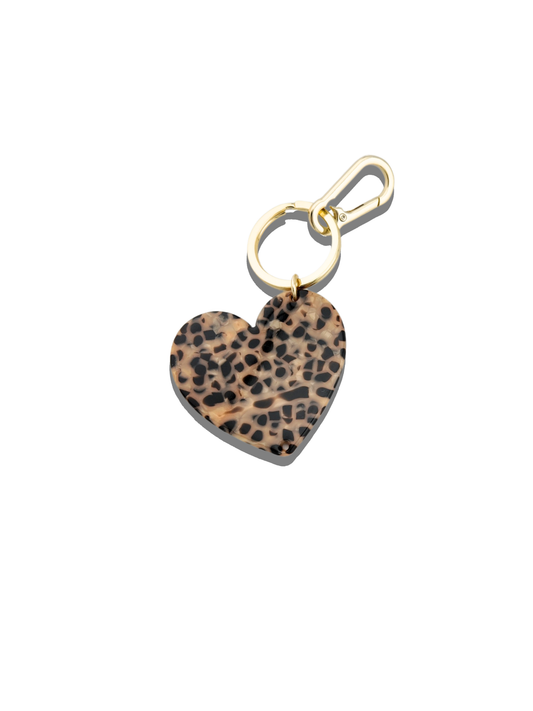Handmade Heart Bag Charm + Keychain | Eco-Friendly : Brown