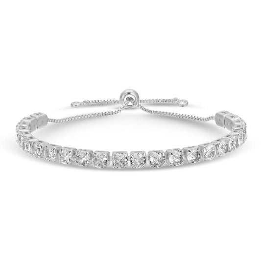 Statement Faux Diamond Pulley Bracelet-Silver
