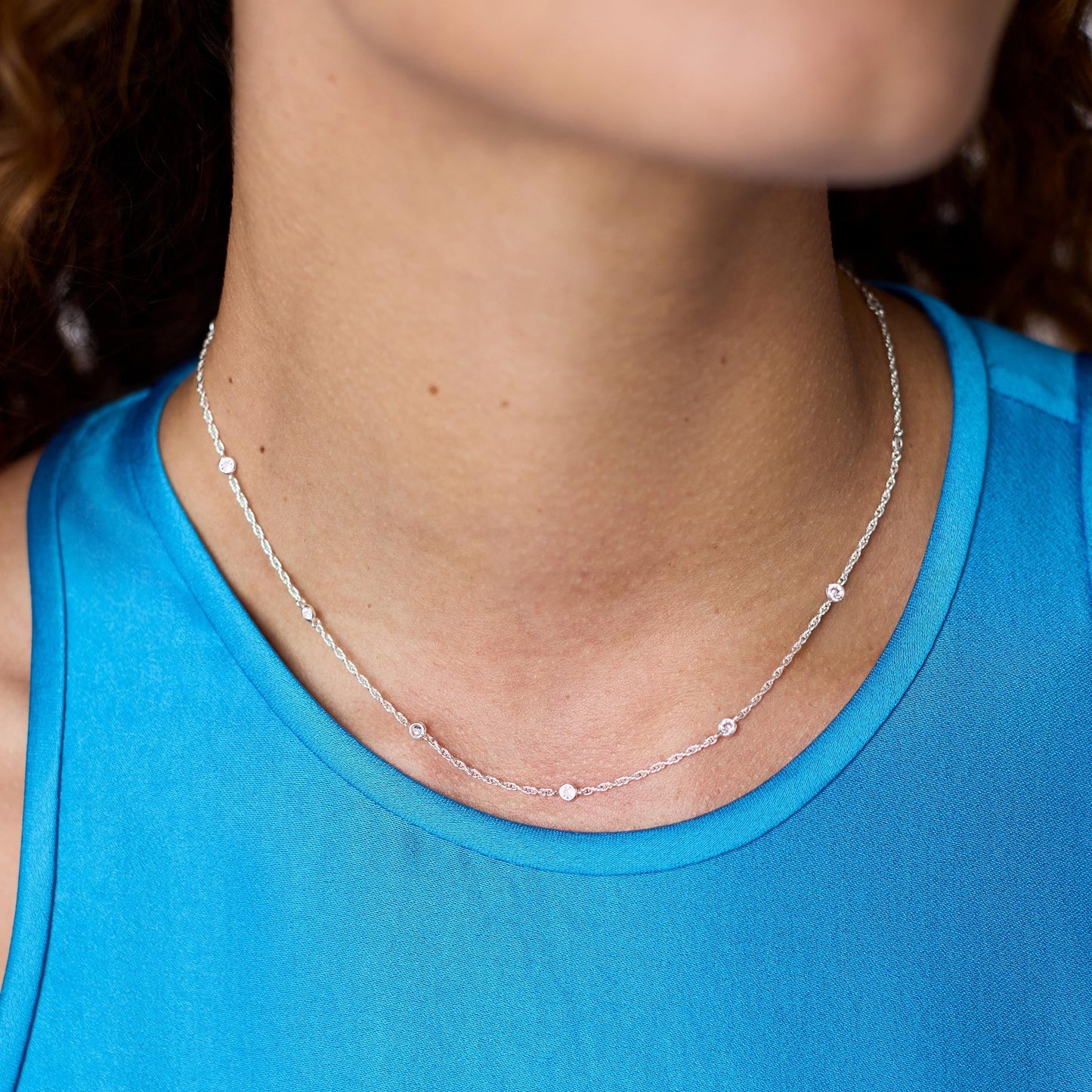 Celeste Delicate Station Necklace- Silver