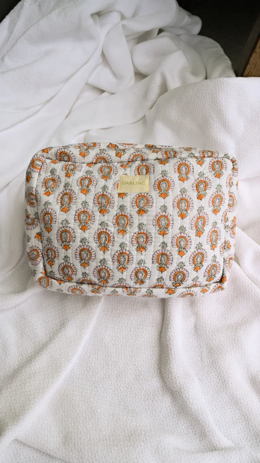 Quilted Cosmetic Bag - Pastel Medallion