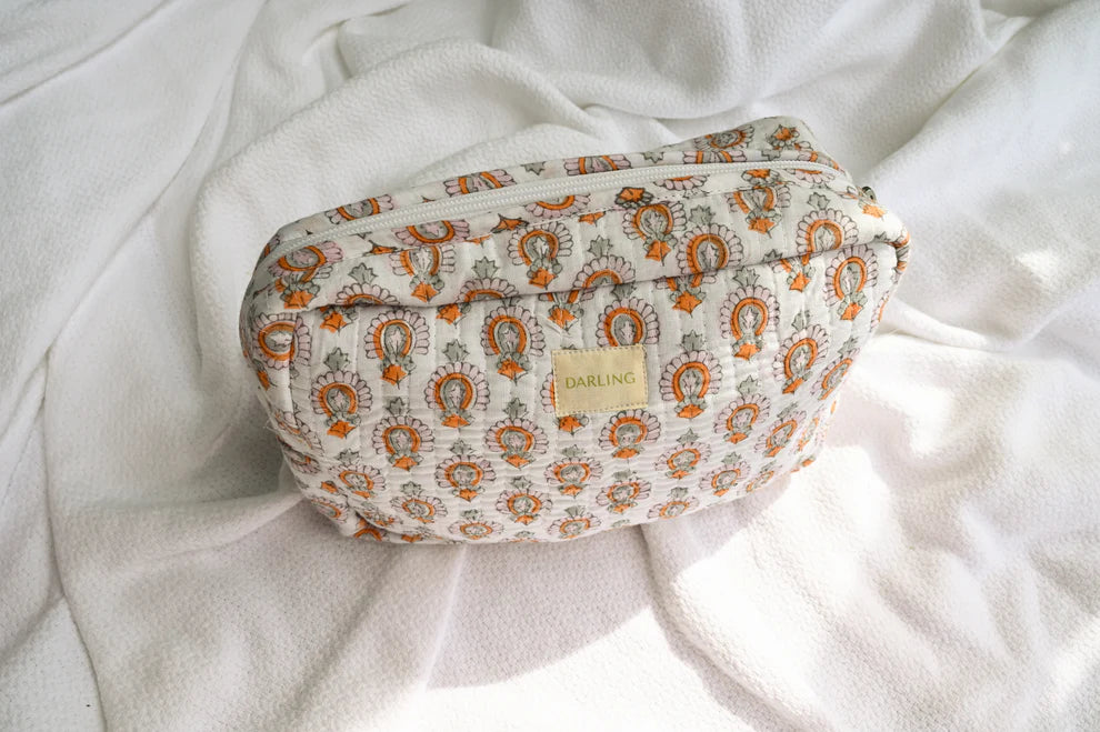 Quilted Cosmetic Bag - Pastel Medallion