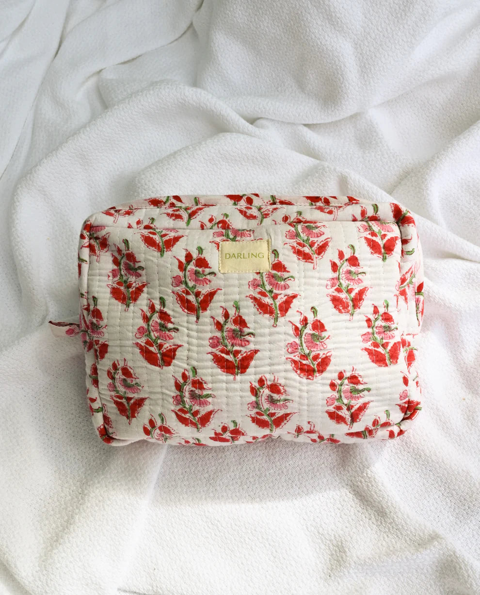 Quilted Cosmetic Bag - Scarlet Sage