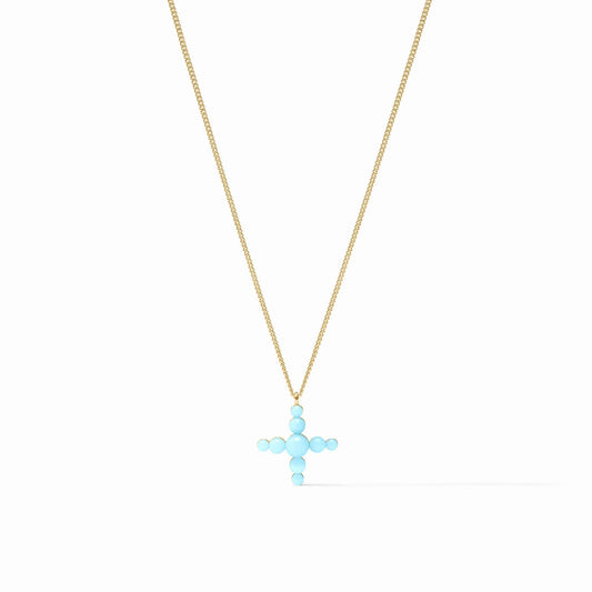 Gumdrop Cross Delicate Necklace- Powder Blue