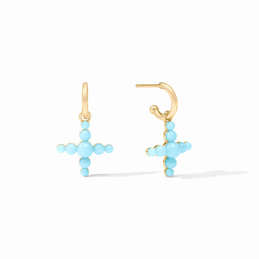 Gumdrop Cross Hoop & Charm Earring- Powder Blue