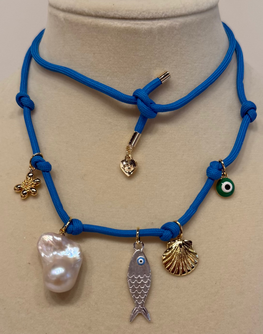 Cobalt Blue Summer Cluster Necklace