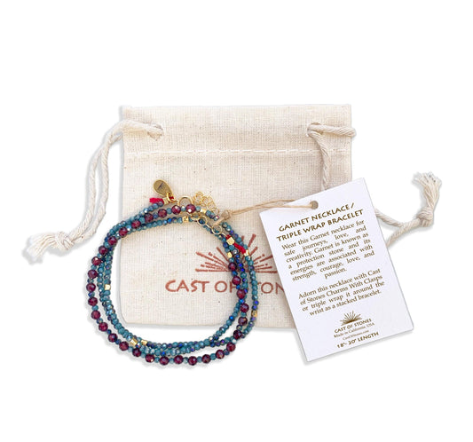 Garnet Necklace/ Triple Wrap Bracelet