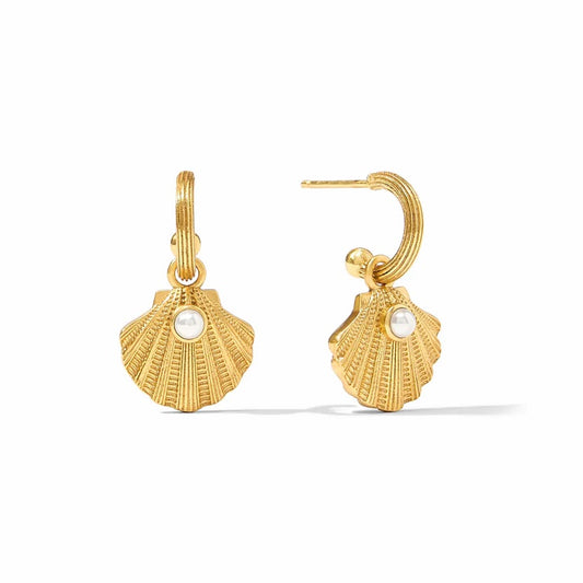 Sanibel Shell Hoop & Charm Earring-Pearl