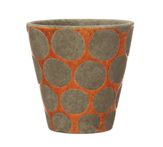 Terra-cotta Planter with Wax Relief Dots