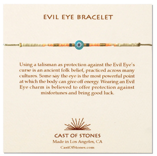 Evil Eye Bracelet- Neon Orange/White