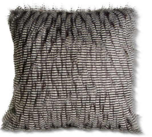 Gray Three Tone Faux Fur Pillow- 24"
