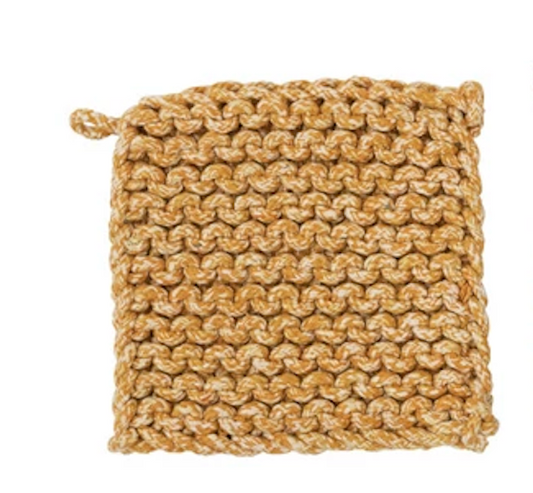 Melange Cotton Crocheted Pot Holder, 3 Colors