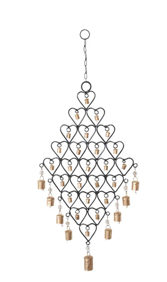 Hanging Metal Hearts Wall Décor w/ Bells