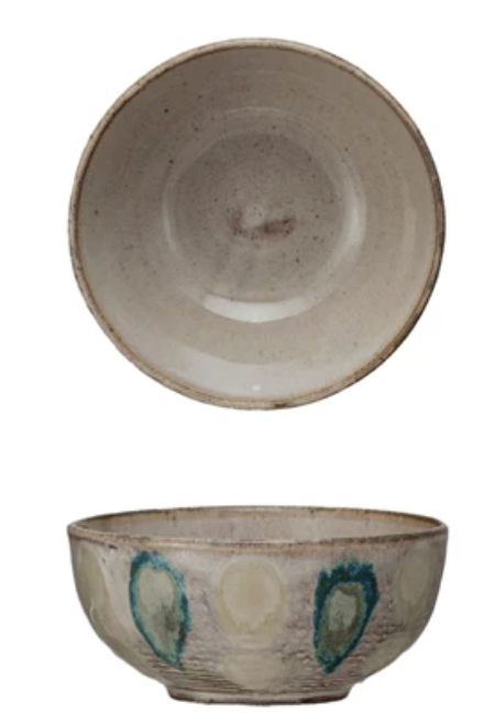 Hand-Painted Stoneware Bowl, 3 Styles (Each One Will Vary)