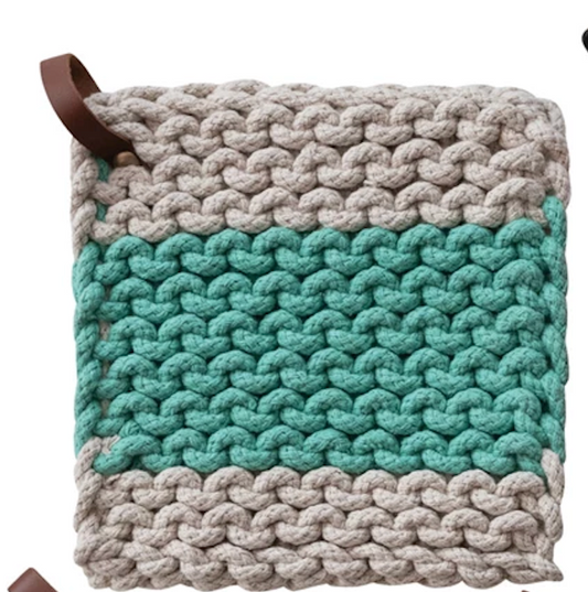 Cotton Crocheted Pot Holder-Color Stripe