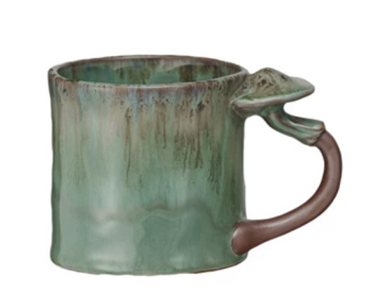 14 oz. Stoneware Mug w/ Mushroom Handle, 4 Styles