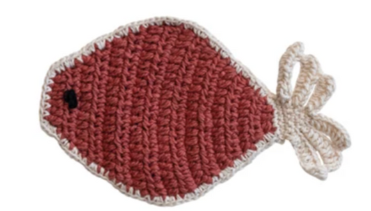 Cotton Crocheted Fish Shaped Dish Scrubber- 4 Colors